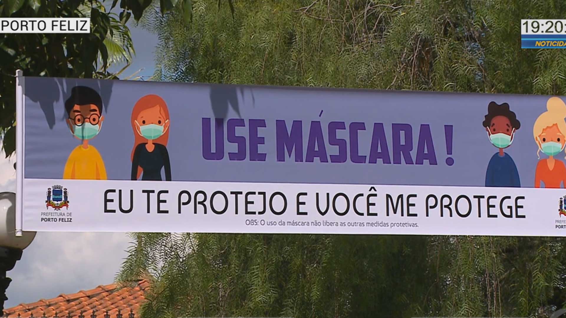 Começa cobrança de multa para quem não usar máscara na rua em Porto Feliz.