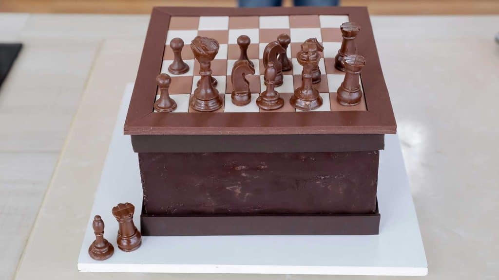 bolo em forma de jogo de xadrez
