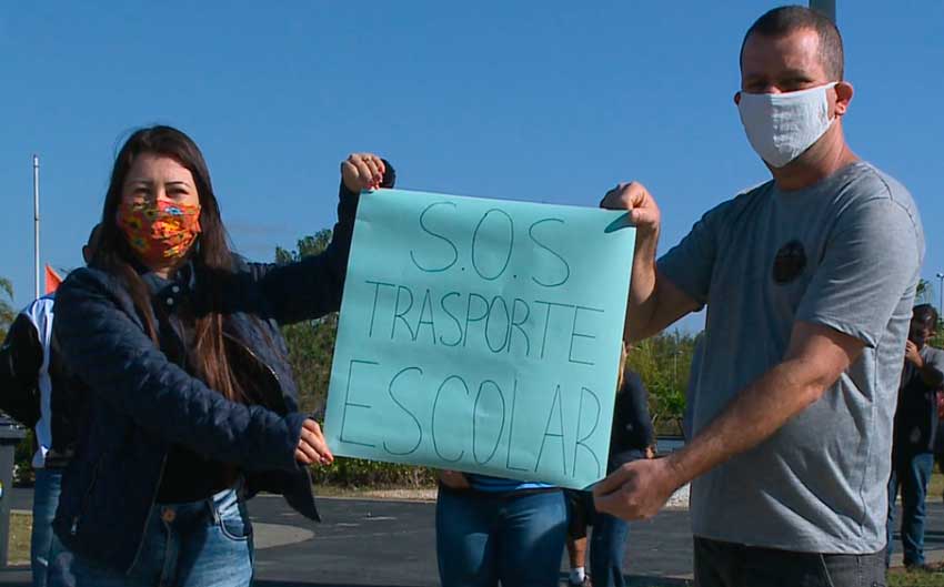 Protesto de condutores de vans escolares em Sorocaba