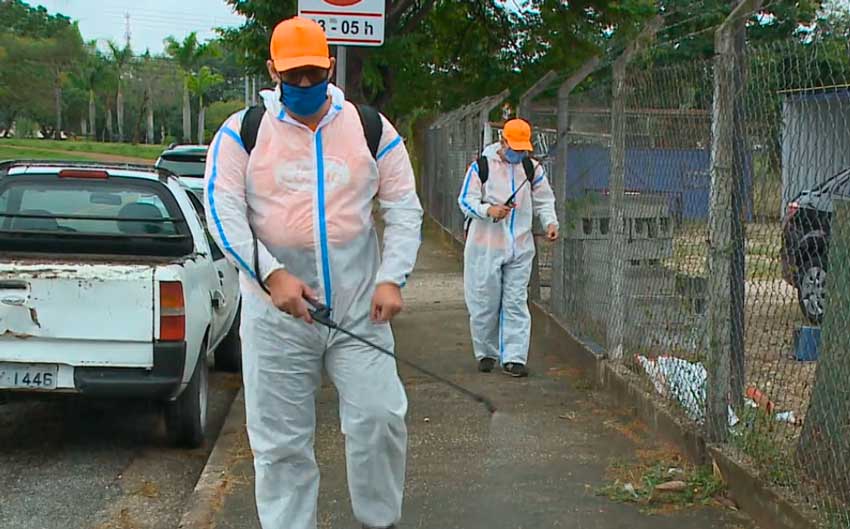 Ação de pulverização contra o coronavírus em Sorocaba e Votorantim