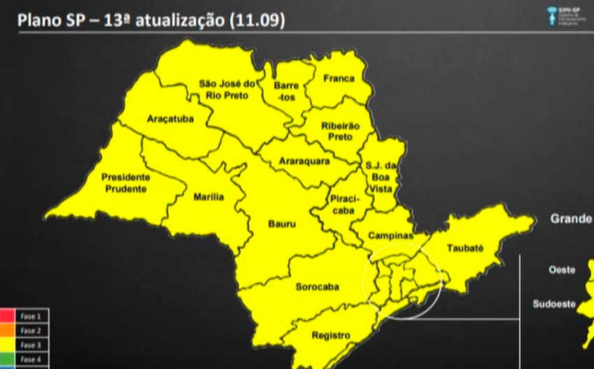 Estado de São Paulo inteiro na fase amarela