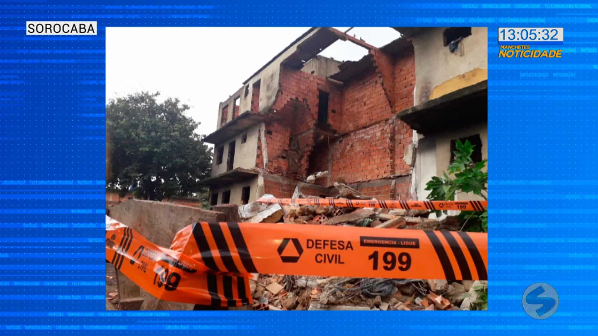 Parte de prédio inacabado e abandonado desaba em Sorocaba