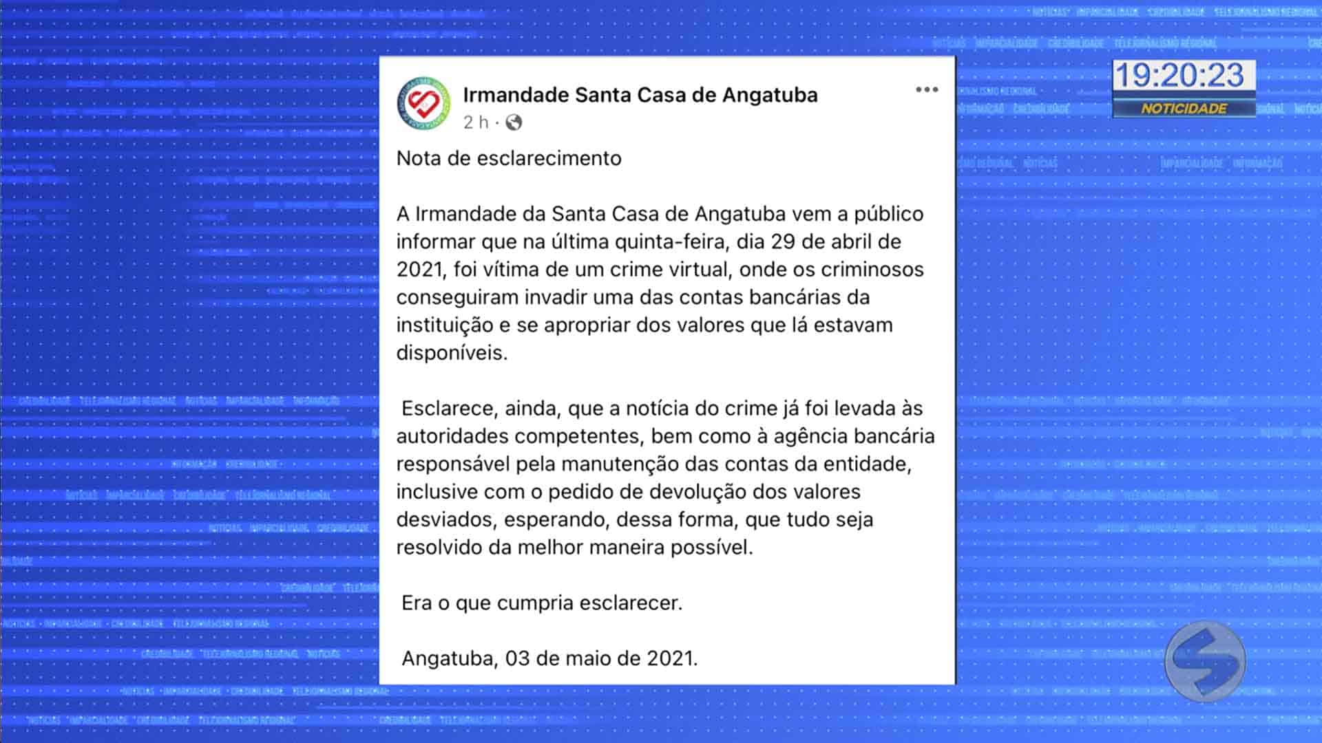 Conta bancária da Santa Casa de Angatuba é invadida