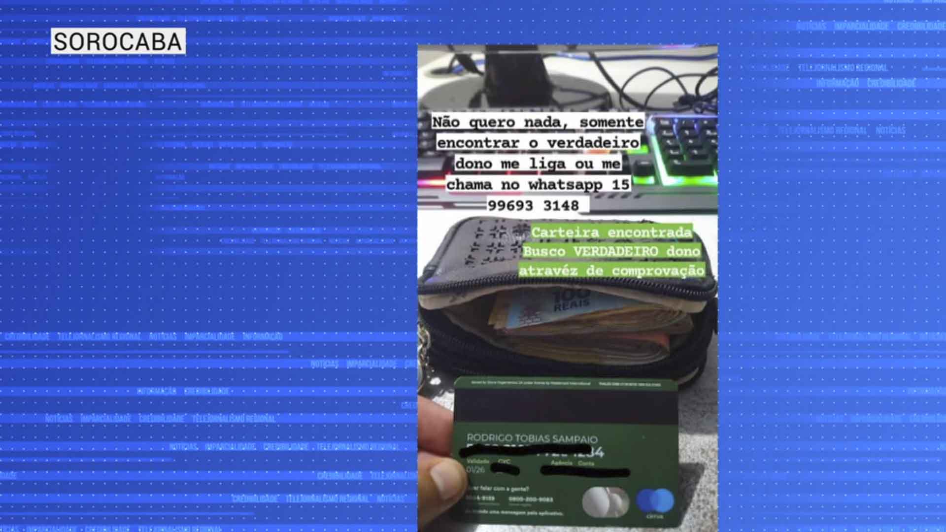 Engenheiro devolve carteira perdida com R$ 1.185,00