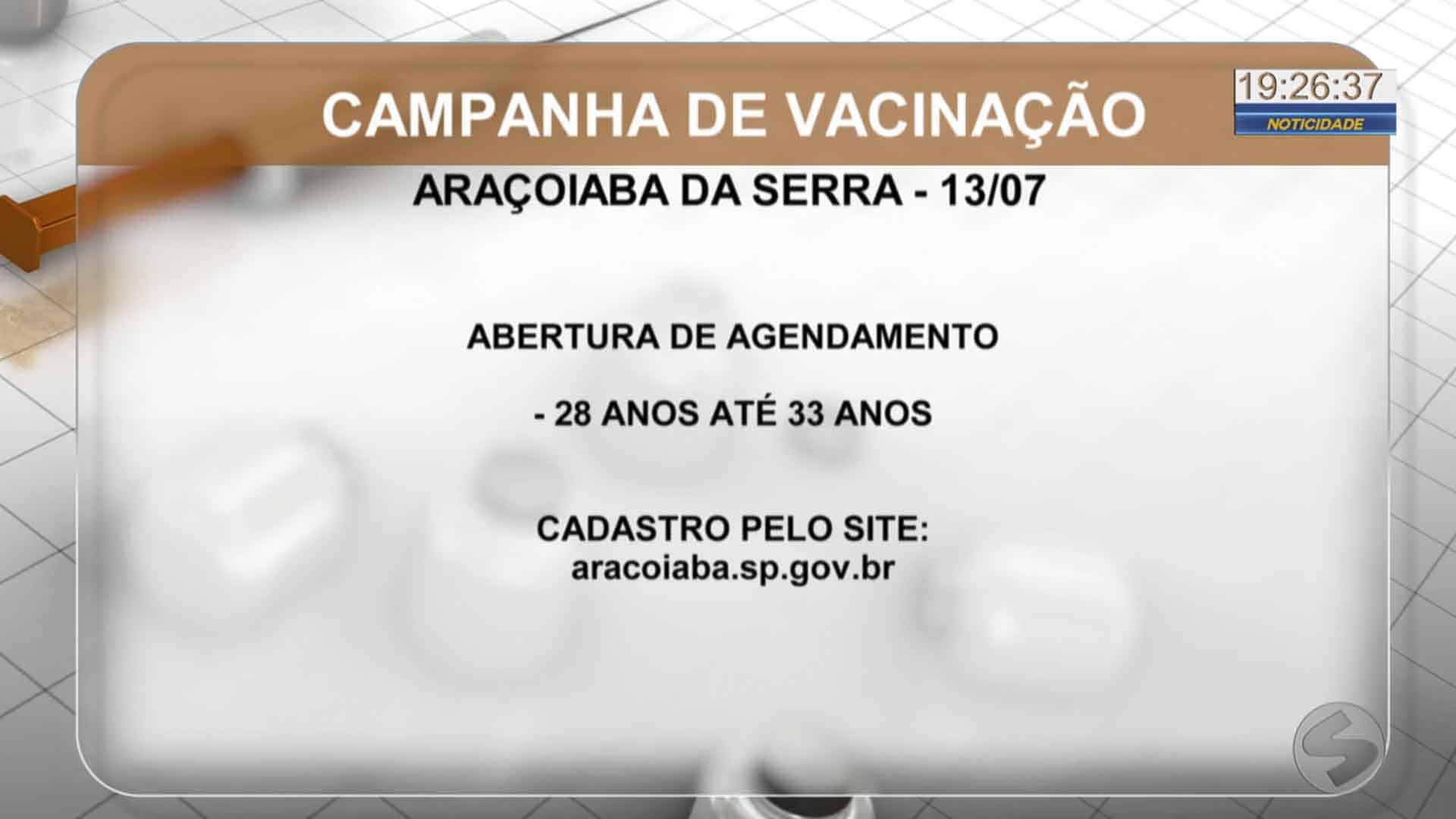 Vacinação em Araçoiaba da Serra, Sorocaba, Ibiúna e Piedade