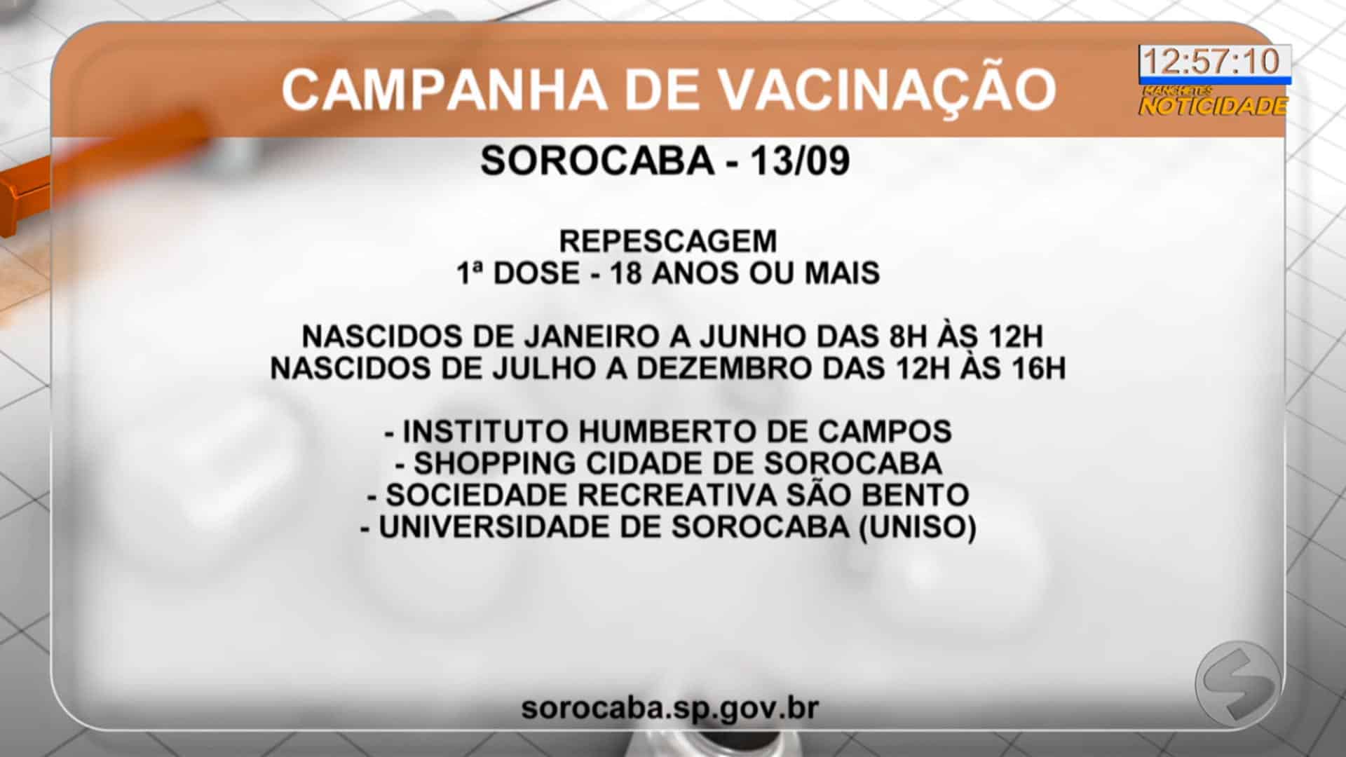 Sorocaba realiza repescagem de vacina para pessoas acima de 18 anos