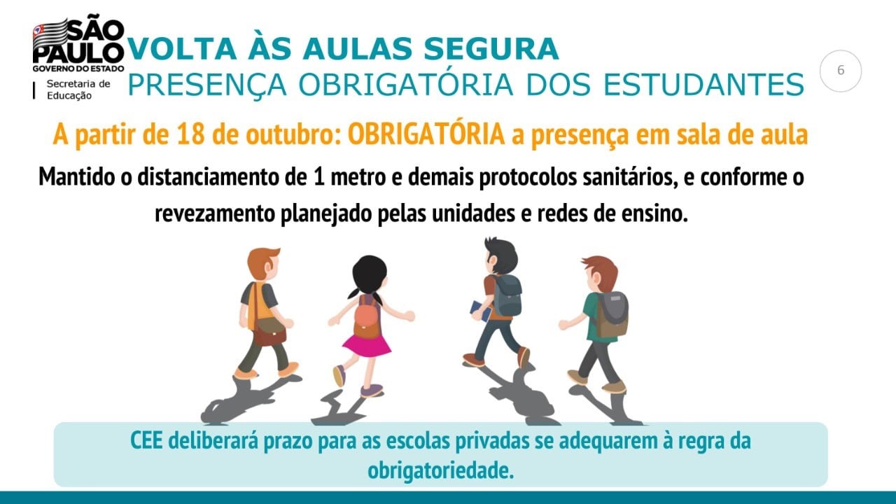 Volta presencial das aulas no estado