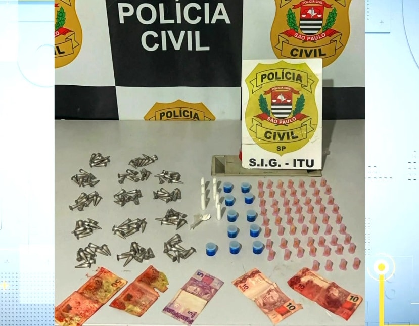 Imagem de itens apreendidos pela polícia.