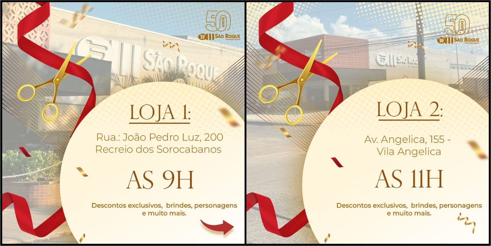 Imagem de capa de inauguração do Supermercado São Roque.