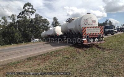 Acidente entre carro e carreta interdita SP 075 em Salto
