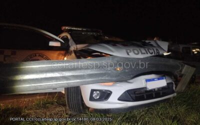 Viatura da Polícia Militar sofre acidente em Itu