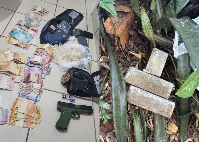 Drogas, arma e dinheiro apreendidos