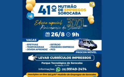 Inscrições seguem abertas para o 41° Mutirão de Empregos Sorocaba
