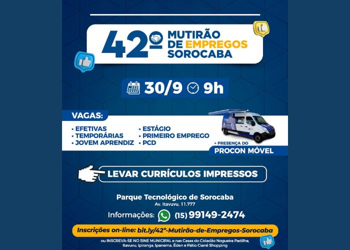 42° Mutirão de Empregos Sorocaba está com inscrições abertas