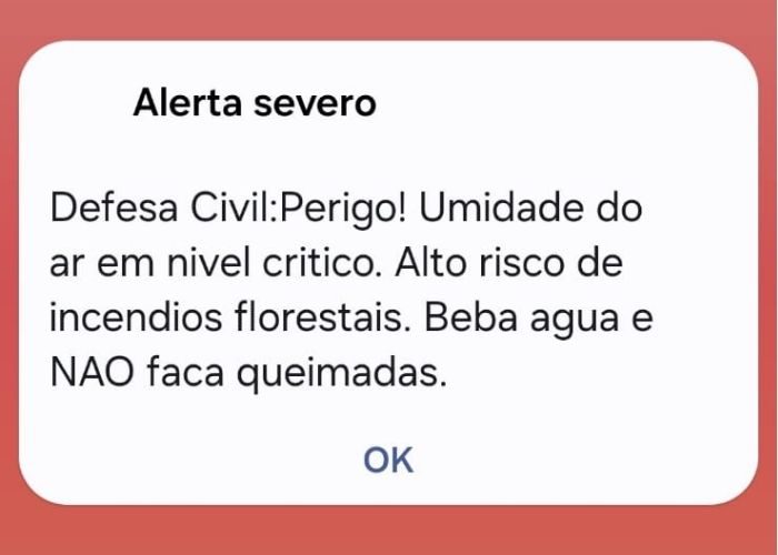 Defesa Civil emite alerta de baixa umidade do ar para cidades da região de Sorocaba