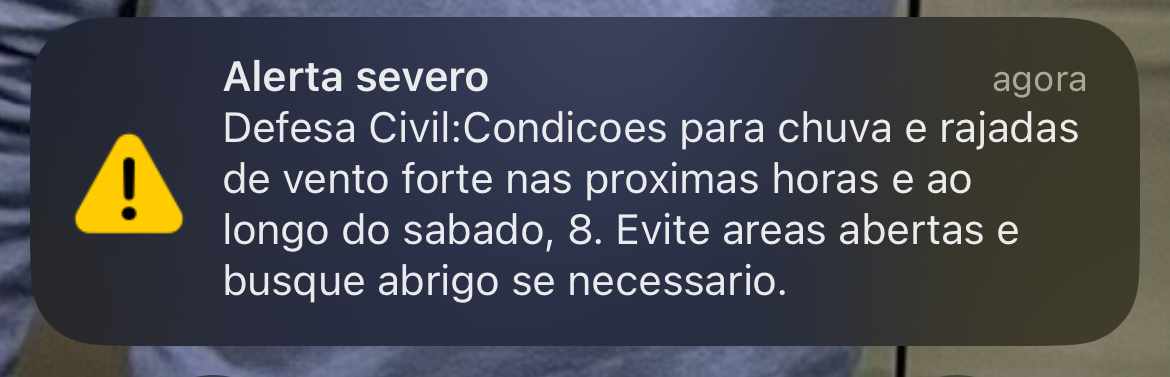 Defesa Civil emite alerta para chegada de ciclone extratropical