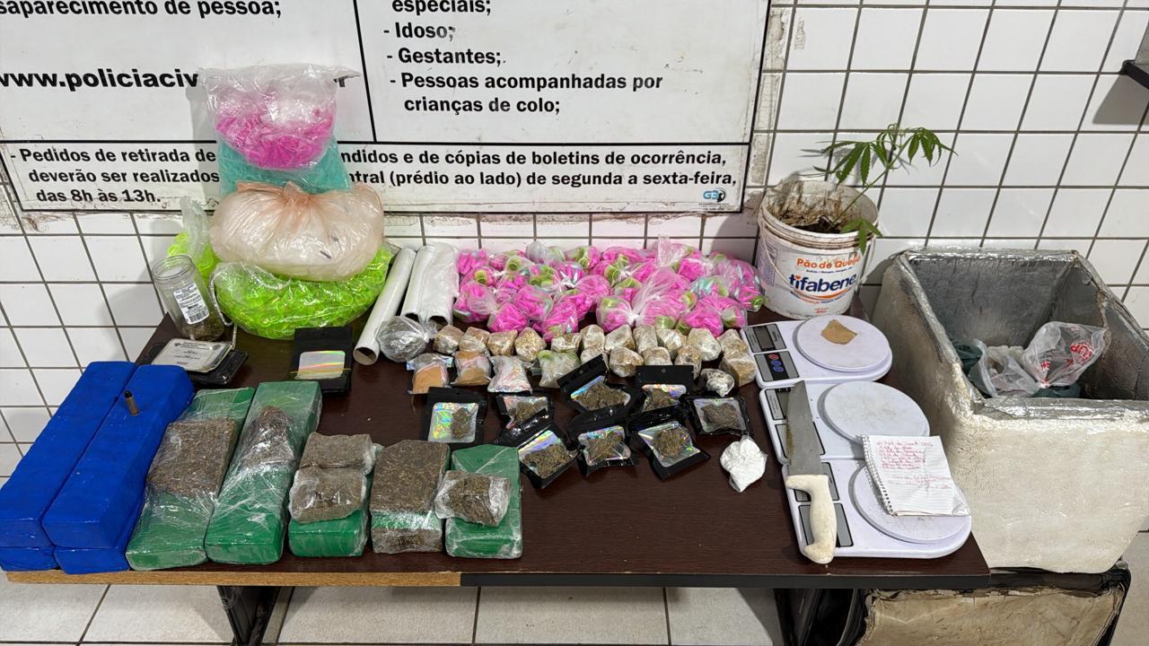 Imagem das drogas apreendidas pela Guarda Civil de Ces&aacute;rio Lange