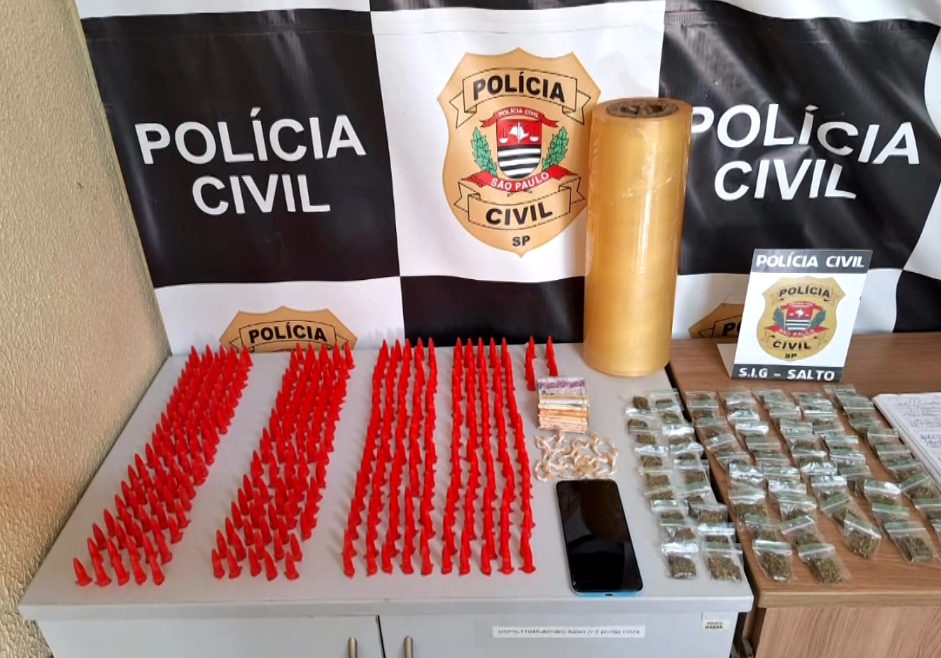 Imagem de drogas apreendidas.