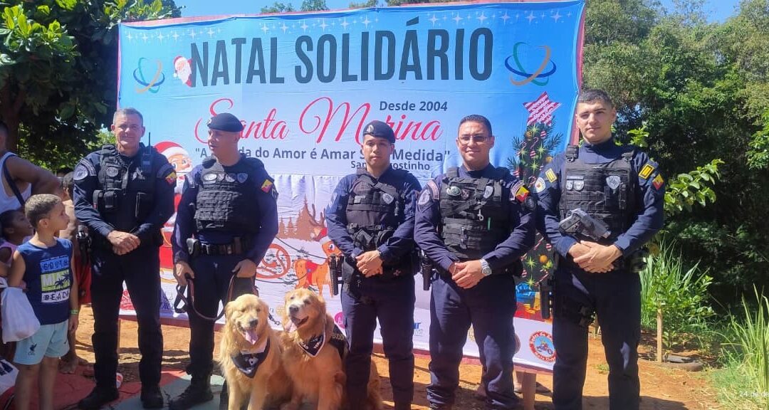 Canil da GCM leva cães terapeutas ao Natal Solidário no bairro Santa Marina, em Sorocaba