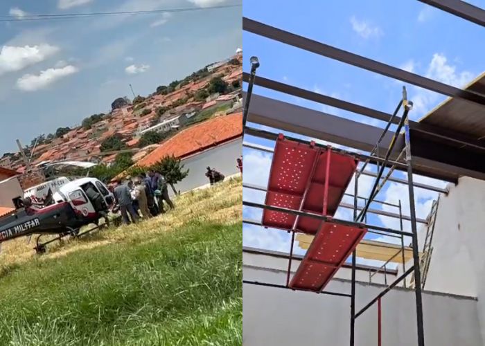 Resgate no helic&oacute;ptero &Aacute;guia e local de onde o trabalhador caiu