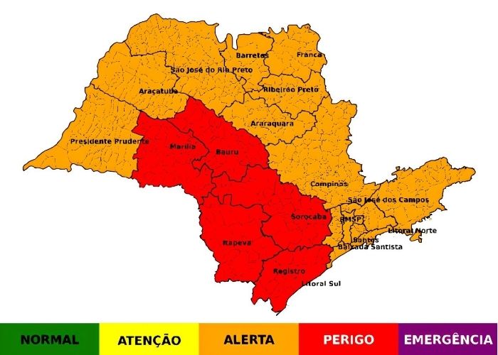 Alerta para chuvas fortes e tempestades indica acumulado muito alto na região de Itapeva