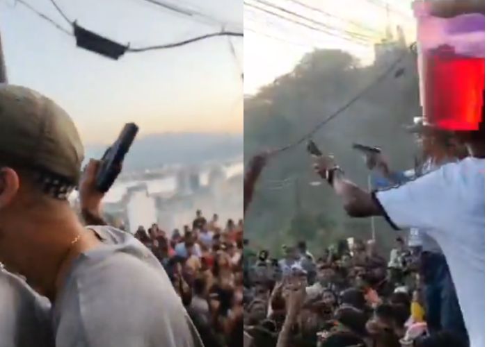 Carnaval sob Tens&atilde;o V&iacute;deos flagram disparos de pistolas e apologia ao crime no Morro S&atilde;o Bento, em Santos