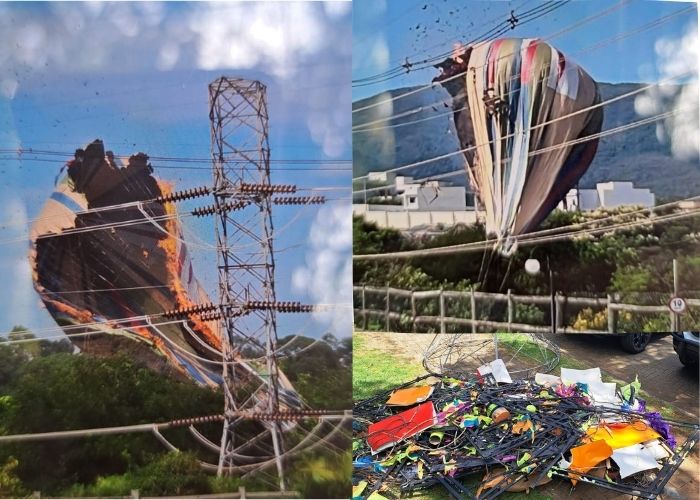 Balão cai em fios de alta tensão no Jardim Ermida II em Jundiaí