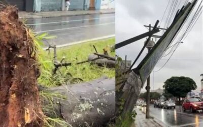 Estragos da chuva na Avenida General Carneiro em Sorocaba