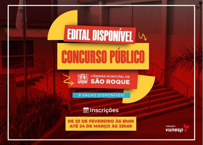 Câmara de São Roque anuncia inscrições para concurso público