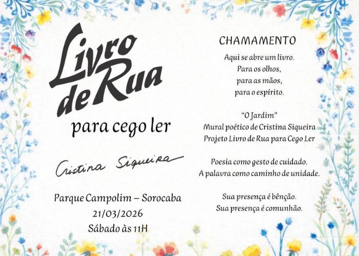 Inauguração de mural literário com acessibilidade para cegos, em Sorocaba