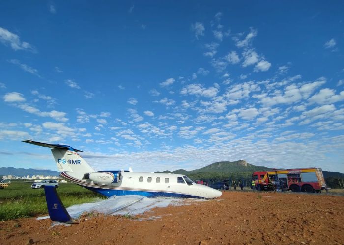 Aeronave que saiu da pista em Santa Catarina havia decolado de Jundiaí
