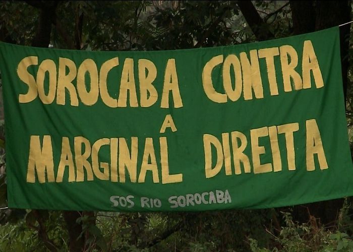 Manifestantes protestam contra obras da Marginal Direita em Sorocaba